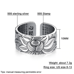 Lotus Ring with Heart Sutra