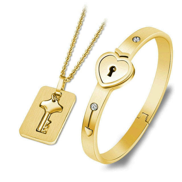 Love Lock Your Heart Bracelet Set