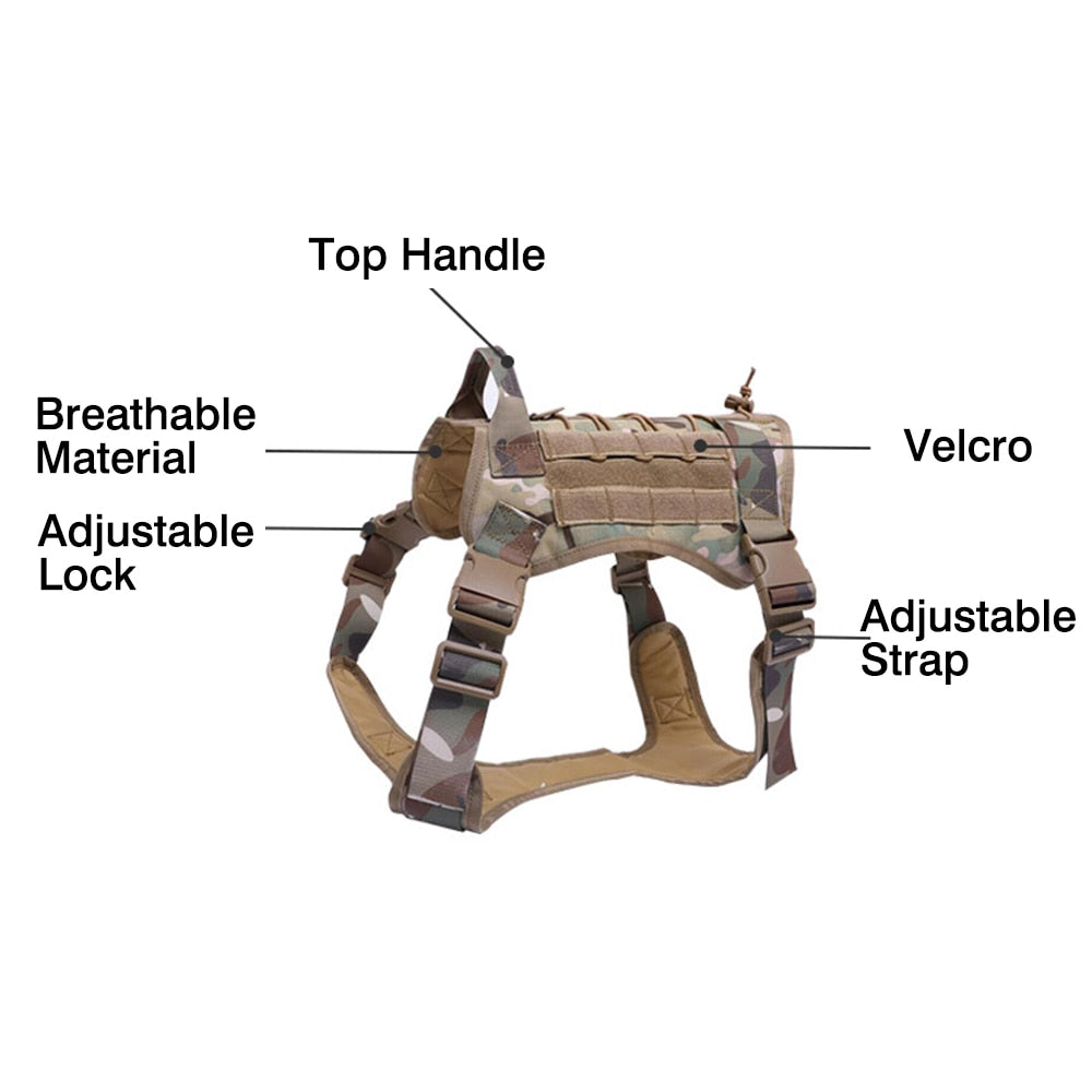 TACTICAL DOG HARNESS VEST WITH HANDLE