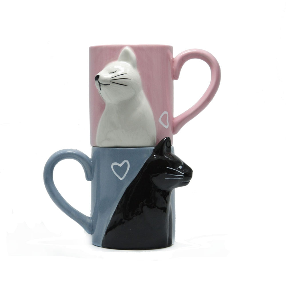 cat couple mugs